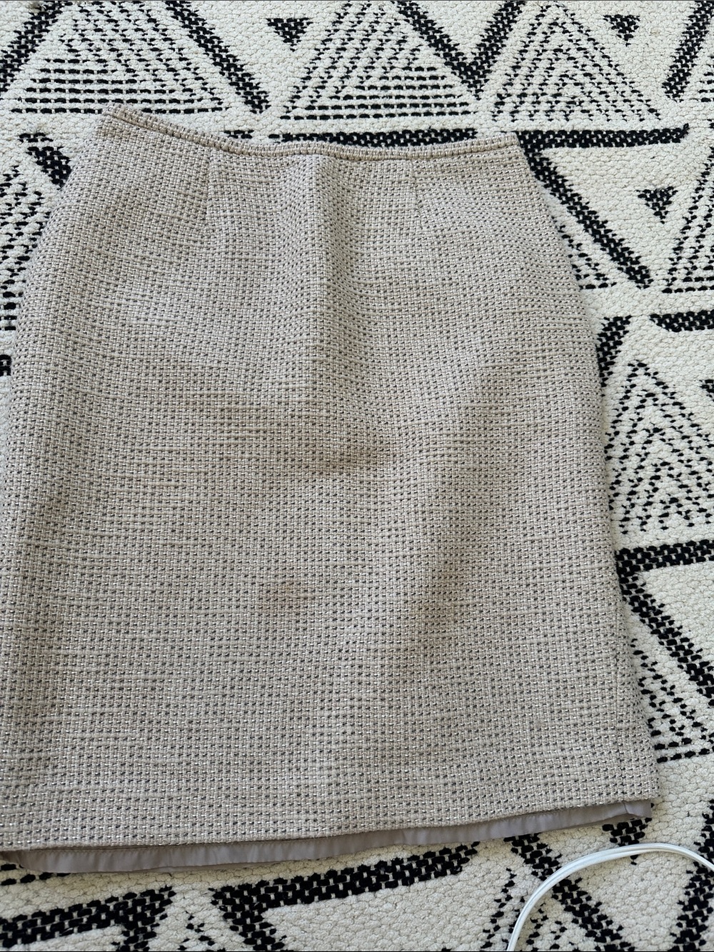 Calvin Klein Neutral Beige Tweed Textured Pencil Skirt